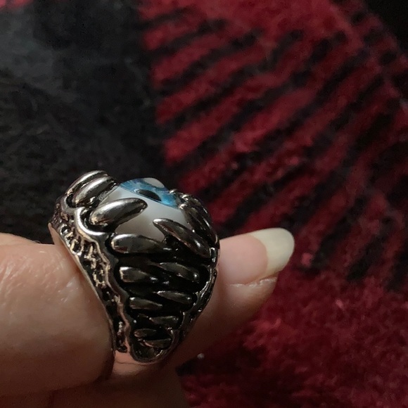 Vintage-Style Punk Blue Dragon Eye Ring Silver Alloy Not Adjustable Sz9.25 H219 - Picture 5 of 16